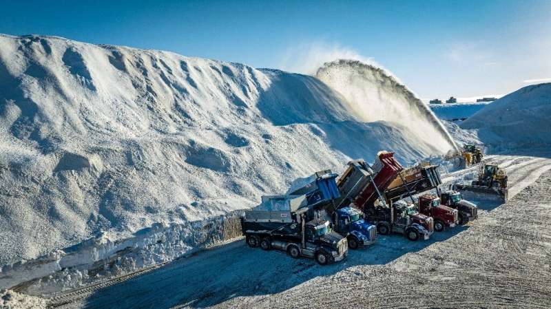 A snow dump in Montreal, Canada: in a few months, the spring thaw will melt the snow, and waste and gravel will be separated fro