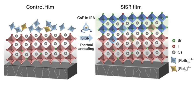 A strategy to improve the efficiency and carrier lifetimes of all-inorganic perovskite solar cells