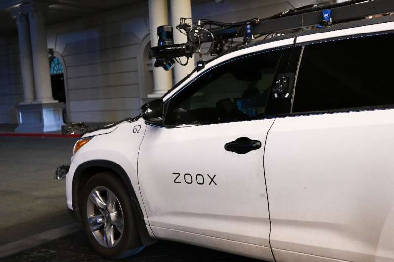 A Toyota sport utility vehicle modified by Zoox, a subsidiary of Amazon.com, that combines radar, lidar, and camera to test me