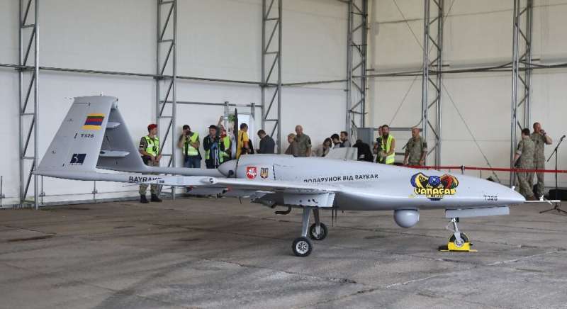 A Turkish-made Bayraktar -- a type of drone used extensively by Ukrainian forces