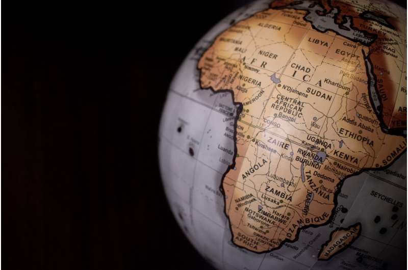 africa on globe