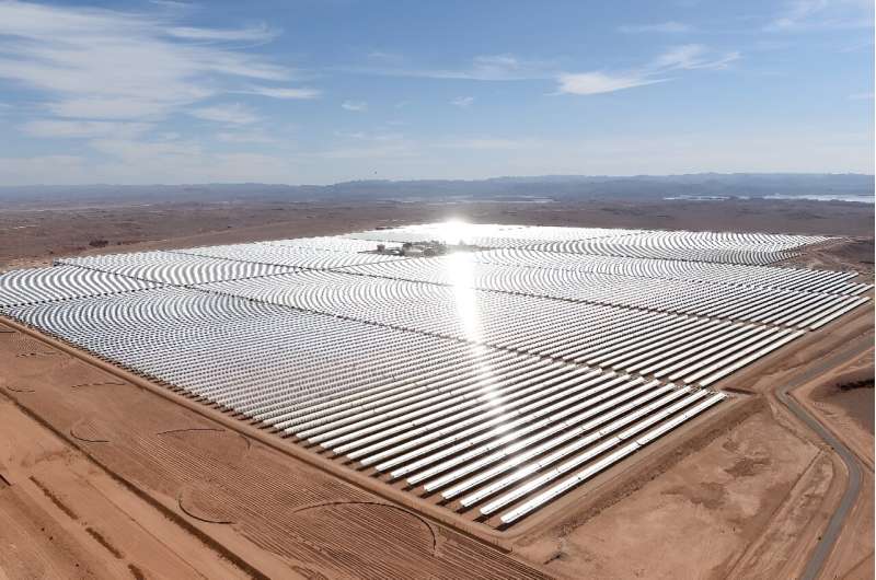 An aerial view of solar mirrors at the Noor 1 Concentrated Solar Power plant outside the town of Ouarzazate. Morocco has already bet heavily on clean energy