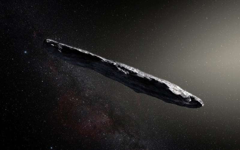 An artist's impression of 'Oumuamua, which in 2017 became the first interstellar object known to have entered the Earth's solar 