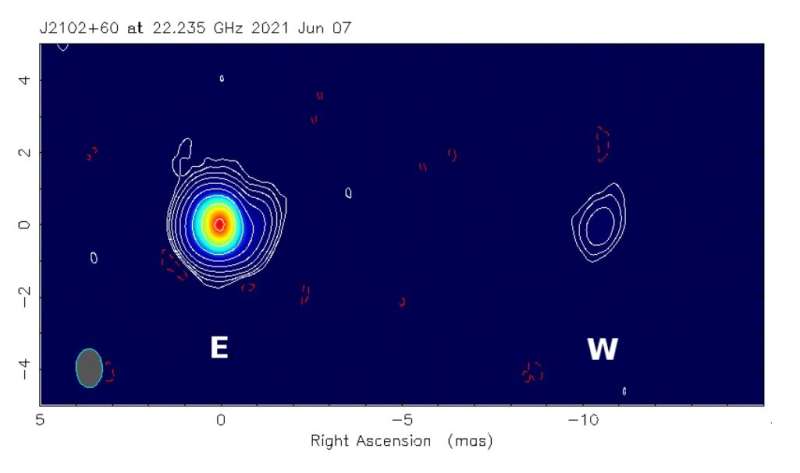 Astronomers inspect a powerful radio-loud high-redshift quasar