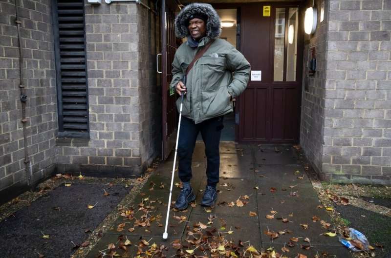 blind person with cane
