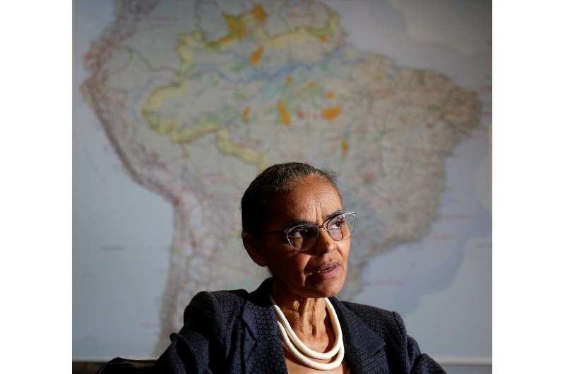 Brazil Environment Minister Marina Silva speaking to AFP from her office in Brasilia
