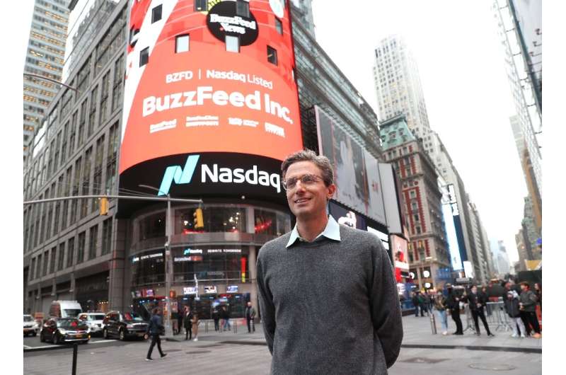BuzzFeed founder Jonah Peretti posed in Times Square when the company listed on the Nasdaq in 2021; now, it is shutting  down it