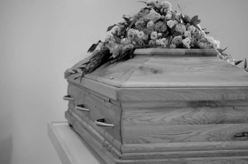 casket with flowers