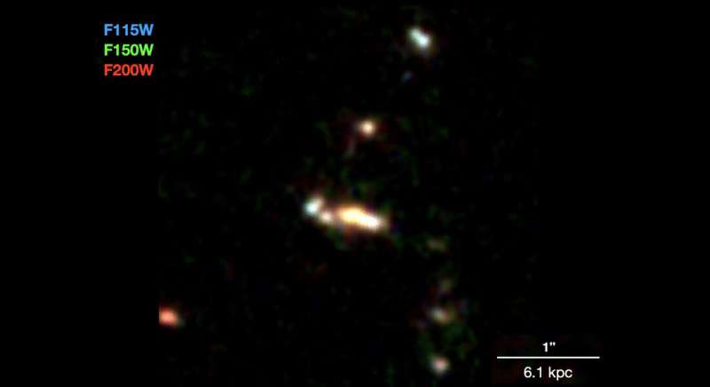 Early galaxy formation caught in the act with James Webb