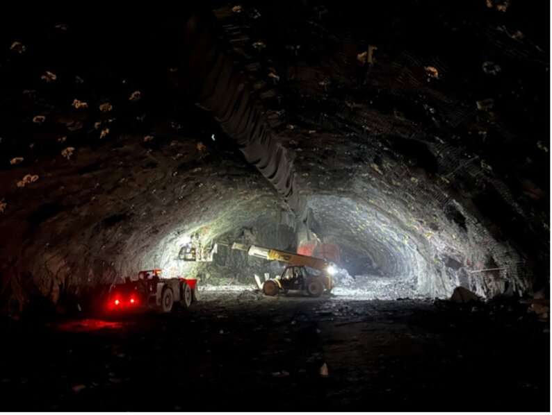 Excavation of massive underground caverns for Deep Underground Neutrino Experiment halfway complete