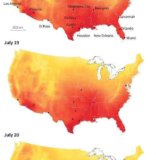 Extended heatwave in US West and South