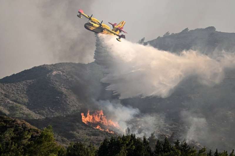 Firefighters said more than 260 firefighters were still battling flames for an eighth consecutive day on Rhodes