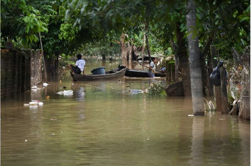 Floods and landslides have killed five people and displaced tens of thousands in Myanmar