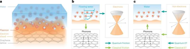 Flow of water on a carbon surface is governed by quantum friction