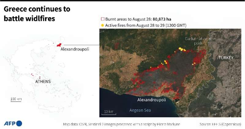 Greece continues to battle wildfires