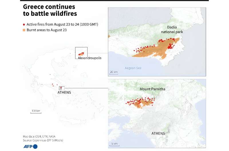 Greece continues to battle wildfires