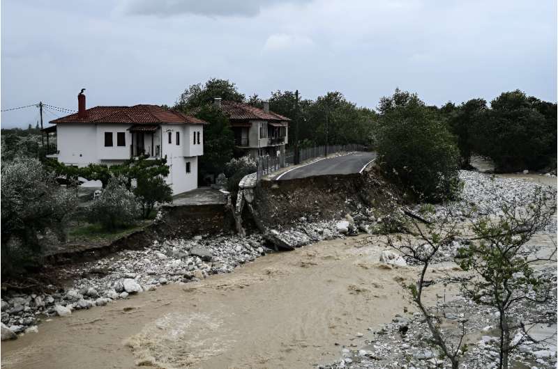 Heavy floods near the central Greek city of Volos caused destruction