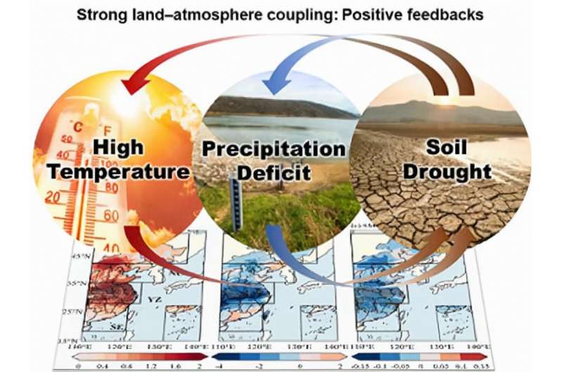 How the relationship between the land and atmosphere facilitated the persistence of eastern China's extreme weather and climate in summer 2022？