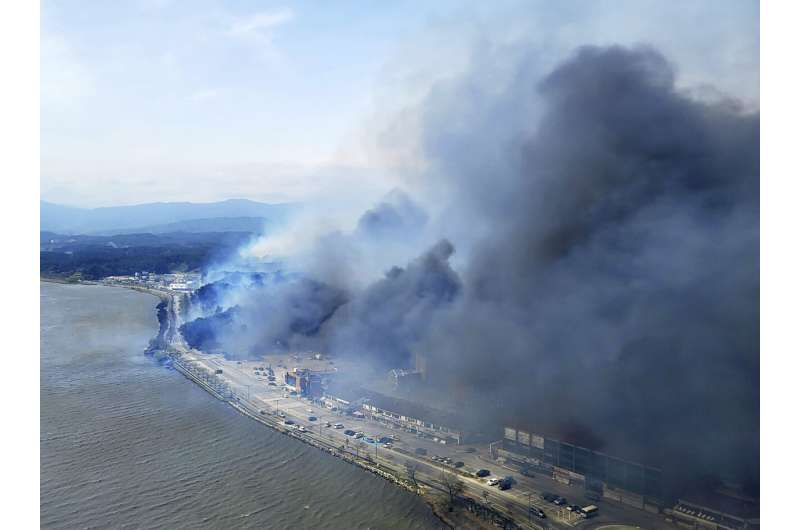 Сотни людей спасаются бегством от лесного пожара в южнокорейском приморском городе