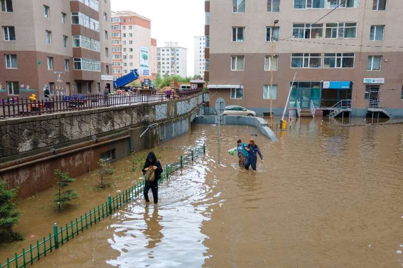 Hundreds of people in Mongolia's capital have fled their homes as heavy flooding inundated basement apartments, with authorities