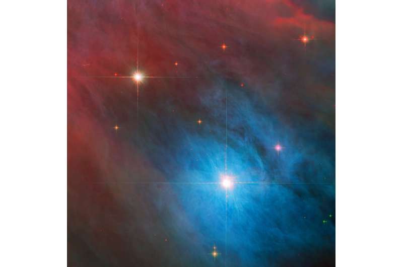 Image: Hubble views bright variable star V 372 Orionis and a smaller companion star