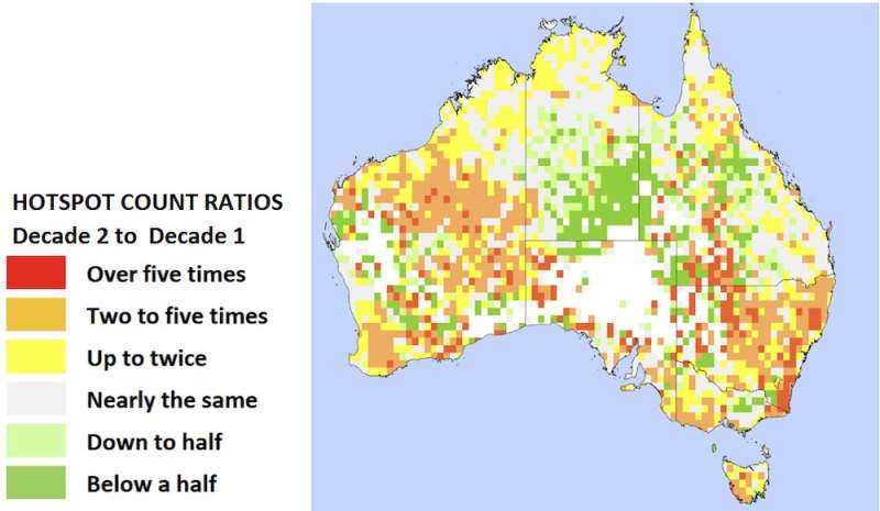 In a bad fire year, Australia records over 450,000 hotspots—maps show where the risks have increased over 20 years