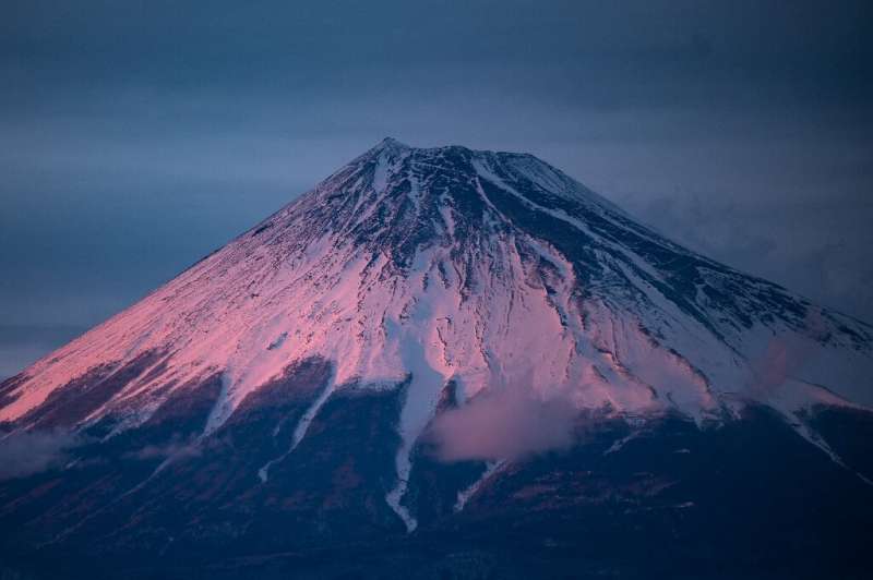 Japan's highest mountain is capped with snow for most of the year