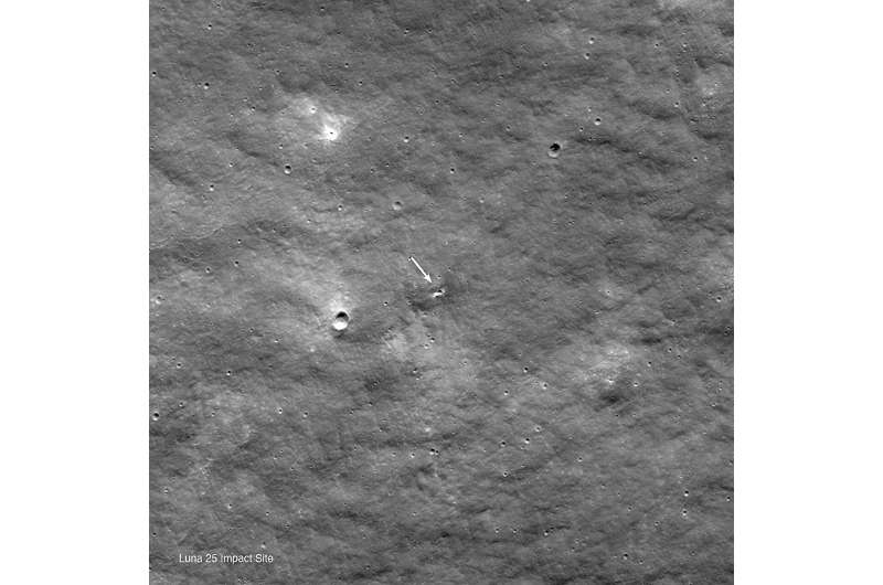 NASA's LRO observes crater likely from Luna 25 impact