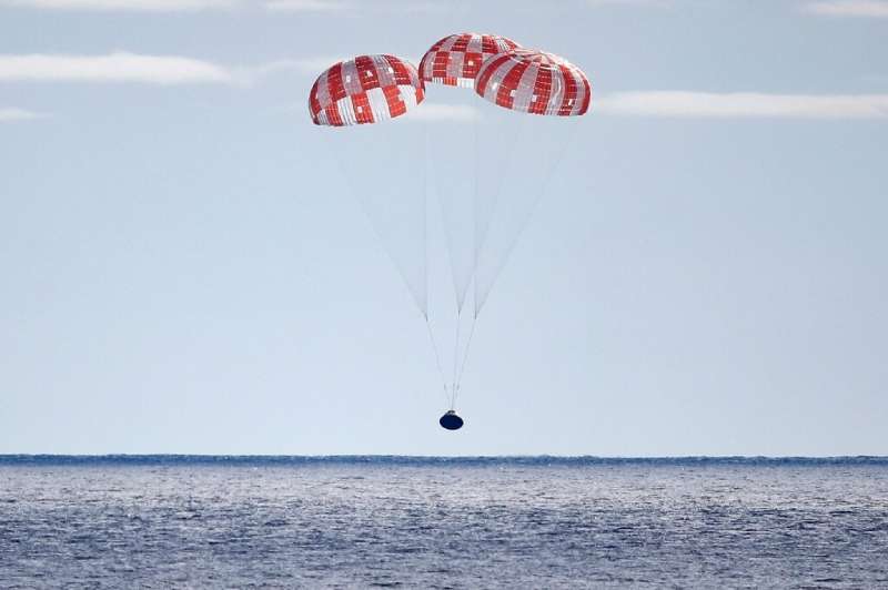 NASA's Orion space capsule splashes down in the Pacific after an uncrewed mission around the Moon
