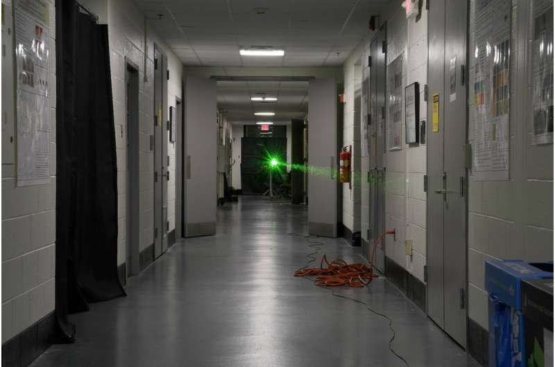 Laser experiment of almost 50 meters sets record in university corridor