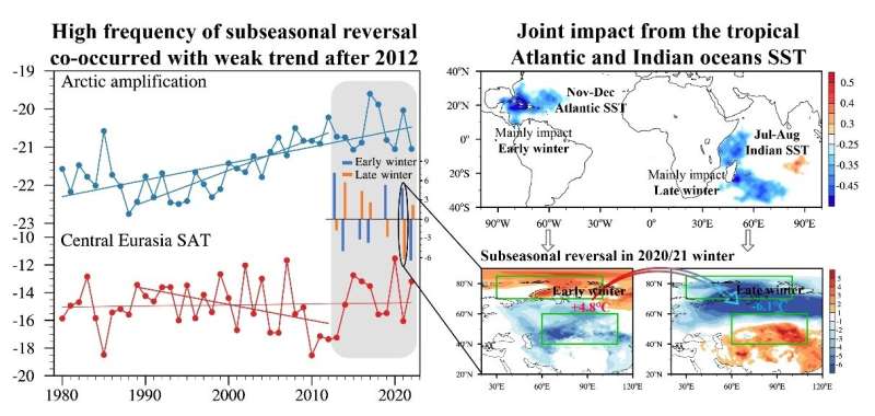 New understanding of &quot;warm Arctic-cold Eurasia&quot; on a subseasonal scale