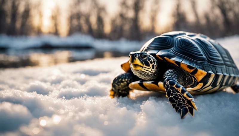 Northern map turtles survive cold winter conditions by staying active under ice
