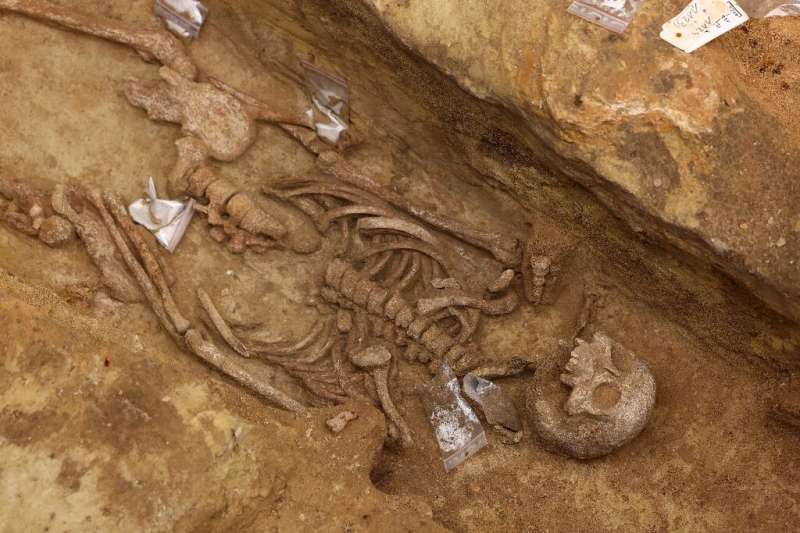 One of the skeletons unearthed in an ancient necropolis found metres from a busy Paris train station