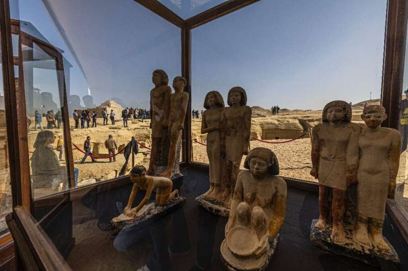 One of the tombs in Saqqara included a collection of 'the largest statues' ever found in the area, a top official said