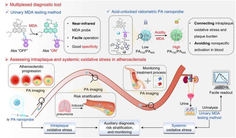 Oxidative stress biomarker triggered multiplexed instrument to diagnose atherosclerosis