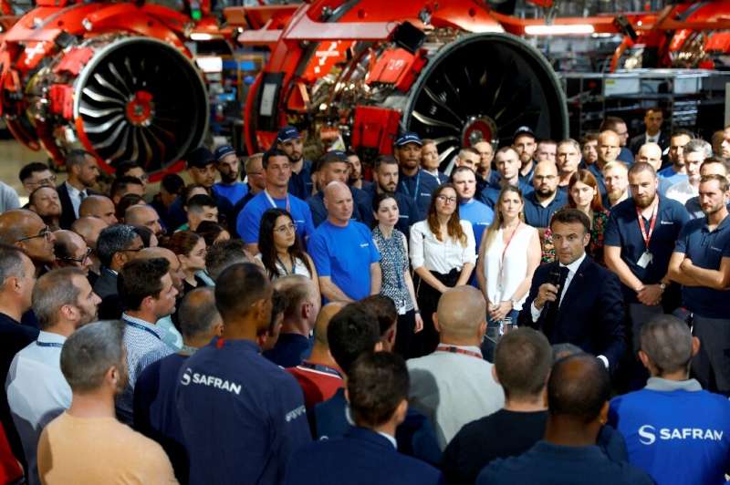 Paris would dedicate 300 million euros ($330 million) to aircraft and motor research, Macron said.