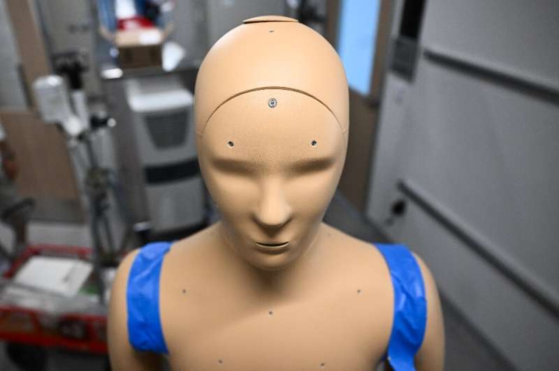Pores that bead sweat like humans are displayed on ANDI, an Advanced Newton Dynamic Instrument, as researchers prepare to learn 