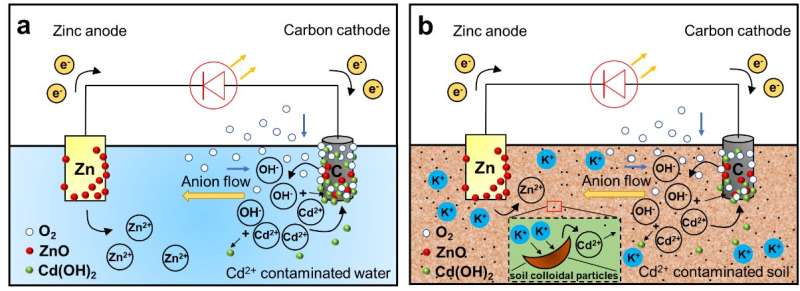 Primary battery system designed for efficient remediation of cadmium pollution and power generation simultaneously
