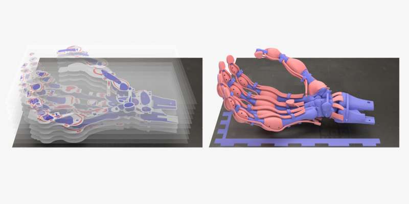 Printed robots with bones, ligaments, and tendons