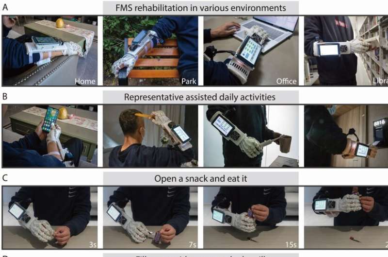 Researchers develop soft-packaged, portable rehabilitation glove