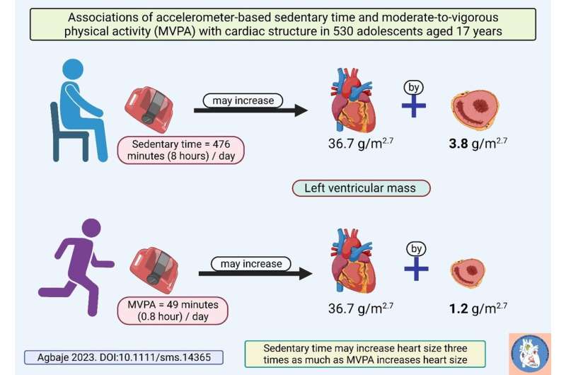 Sedentary time may significantly enlarge adolescents' heart