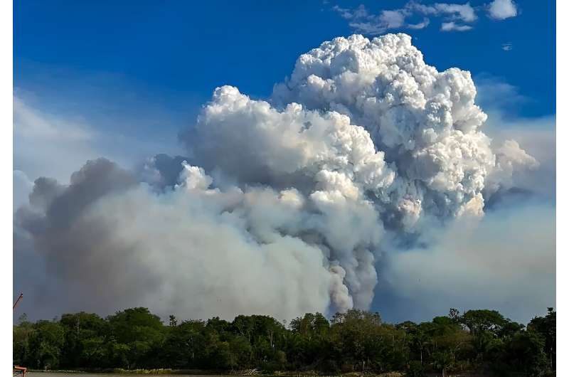 Smoke clouds billow over Brazil's Pantanal wetlands