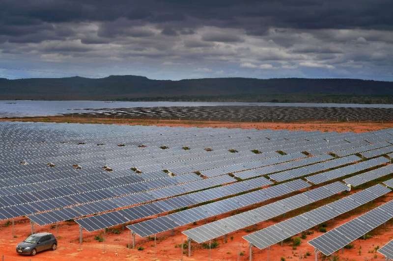 Solar panels in Pirapora, Minas Gerais state, in southeastern Brazil