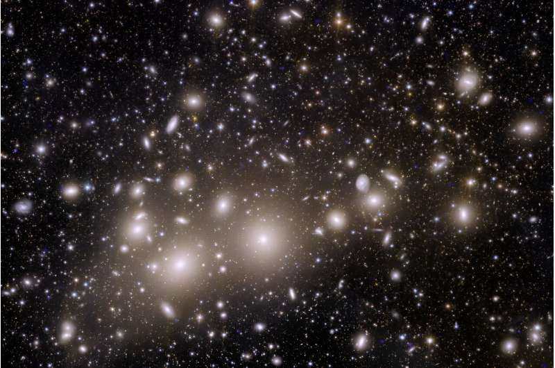 Some of the more 100,000 galaxies in the background of this image of the Perseus Cluster are 10 billion light years away and have never been seen before