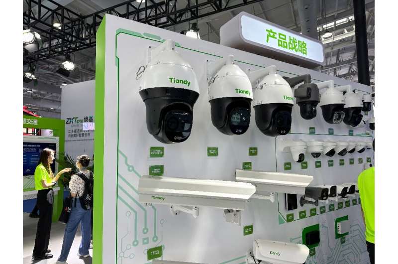 Surveillance equipment on display at the Security China expo in Beijing