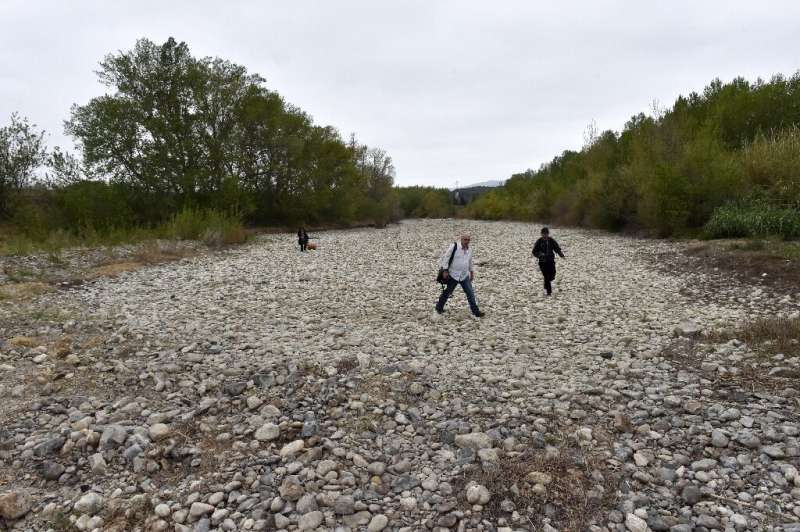 The dried up bed of the Agly coastal river in southern France last month