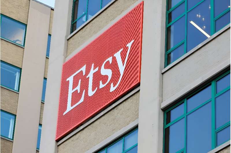 The Etsy company logo is seen at its New York headquarters building on December 13, 2023