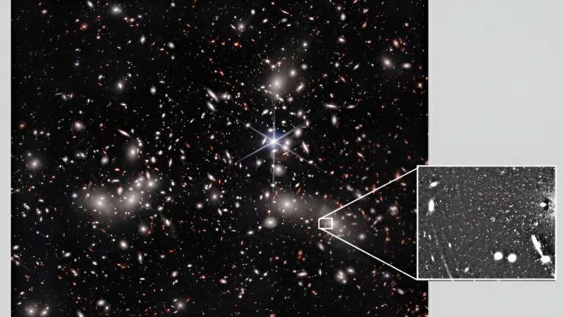 The galaxy cluster is so distant that the light we see today was emitted 3.5 billion years ago—about the time that life fi
