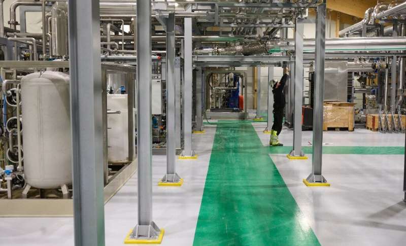 The inside of a Climeworks CO2-removal factory in Iceland