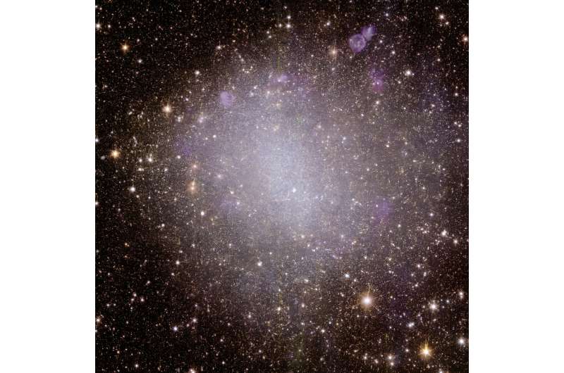 The irregular dwarf galaxy NGC 6822, which is 1.6 million light years from Earth. Scientists hope that analysing its low-metal stars will help them learn how galaxies evolve
